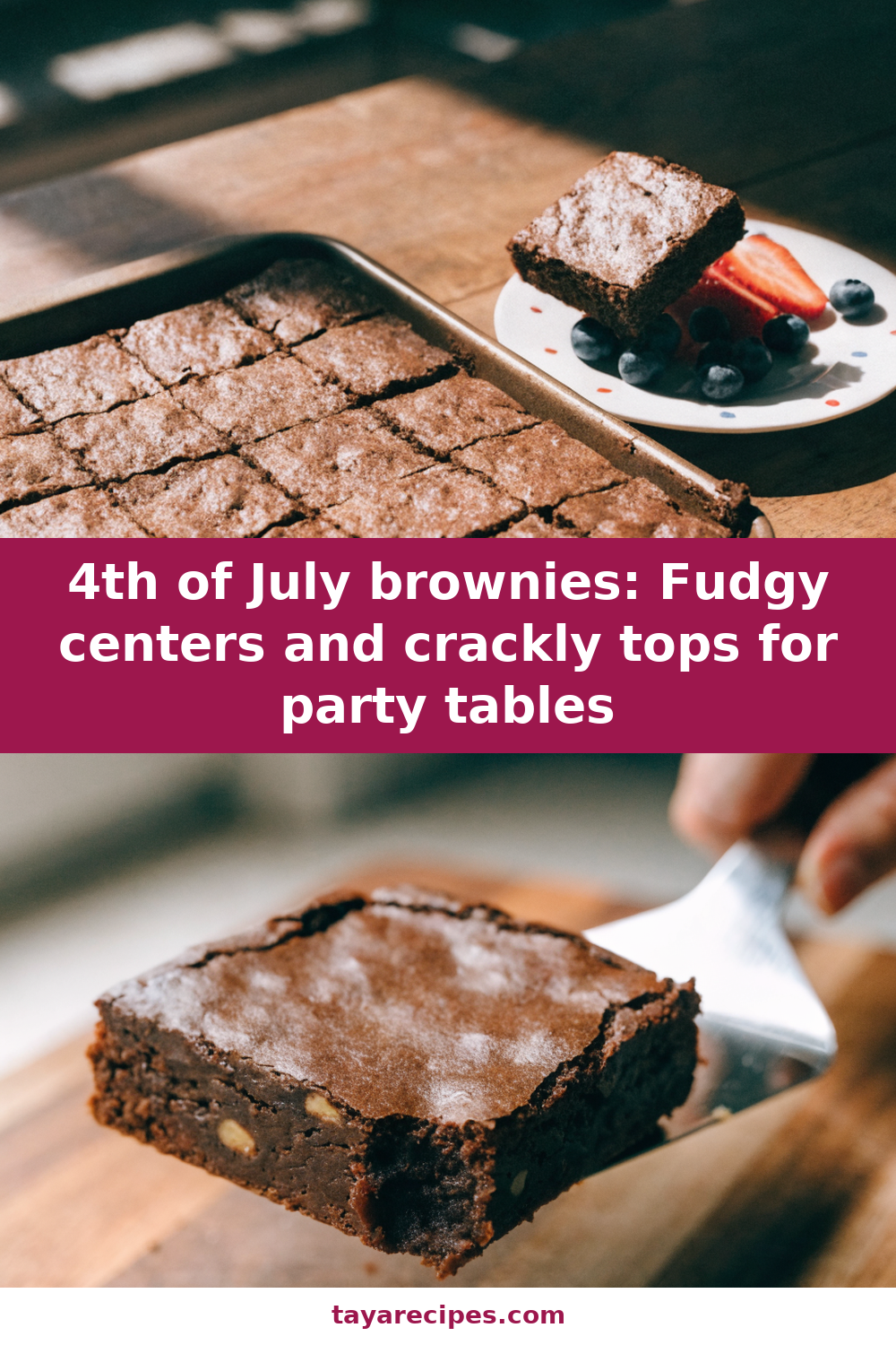 4th of July brownies: Fudgy centers and crackly tops for party tables Pinterest recipe pin
