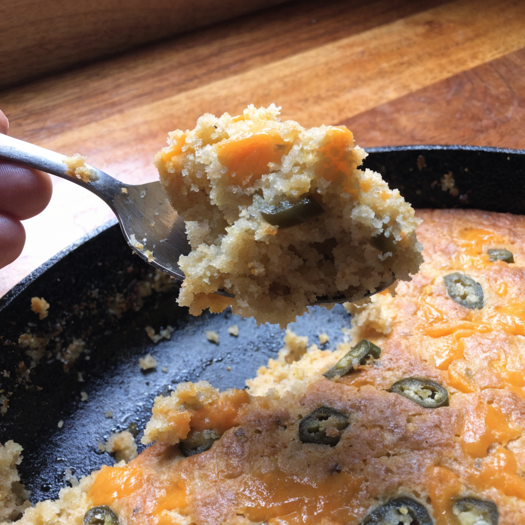 Close-up of jalapeño cheddar cornbread