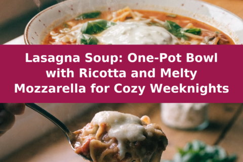 Lasagna Soup: One-Pot Bowl with Ricotta and Melty Mozzarella for Cozy Weeknights Pinterest recipe pin