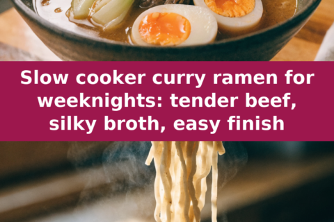 Slow cooker curry ramen for weeknights: tender beef, silky broth, easy finish Pinterest recipe pin