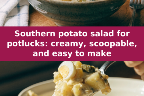 Southern potato salad for potlucks: creamy, scoopable, and easy to make Pinterest recipe pin