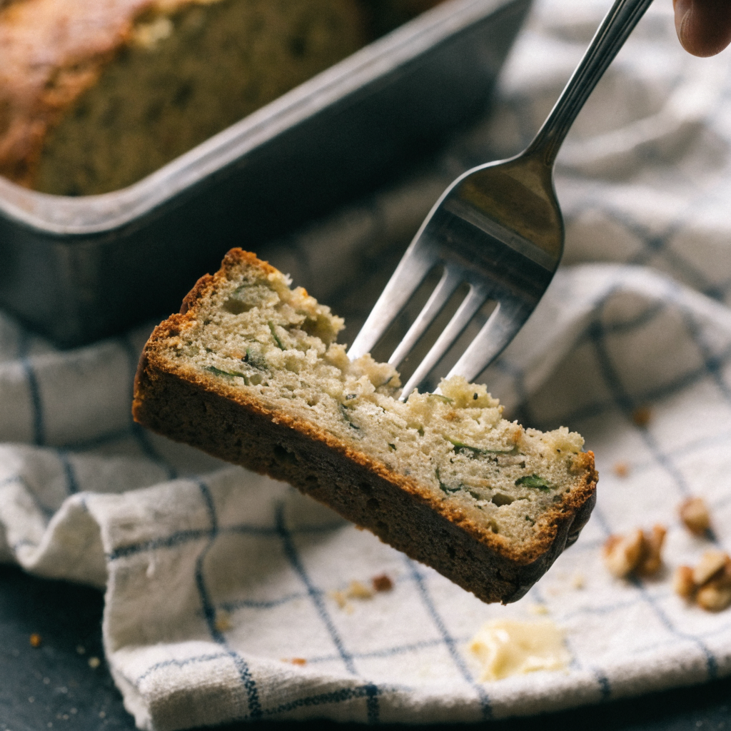 Close-up of super-moist zucchini bread