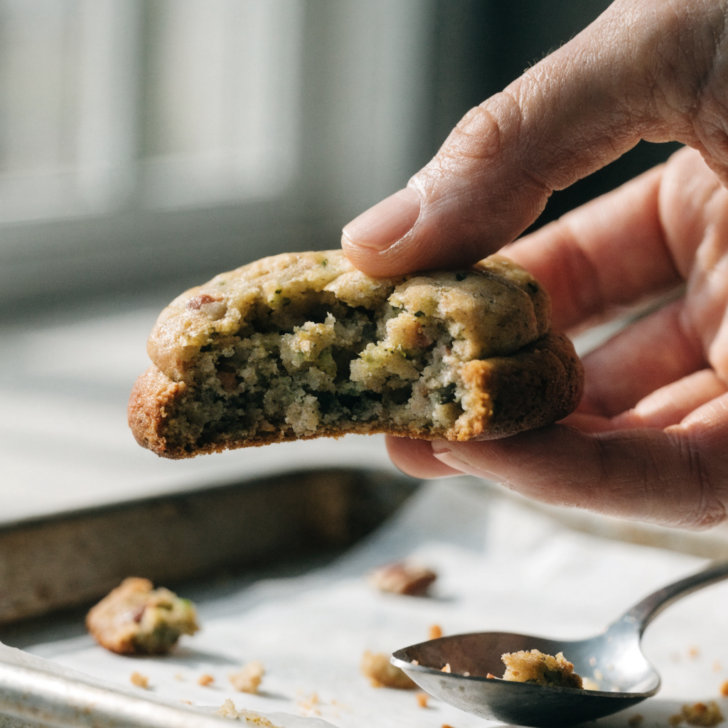 Close-up of chewy zucchini bread cookies