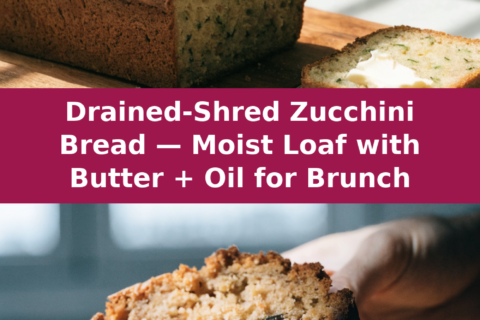 Drained-Shred Zucchini Bread — Moist Loaf with Butter + Oil for Brunch Pinterest recipe pin